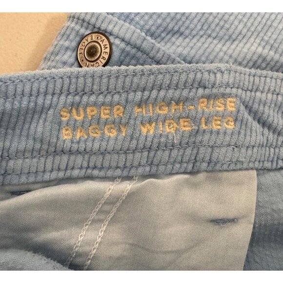 American Eagle super hi rise baggy wide corduroy pants‎ light blue 90s sz 20 - Picture 3 of 9